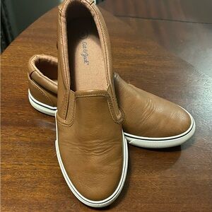 Loafers Leather  with Rounded Toe and White Rubber Sole-size 5 great shape